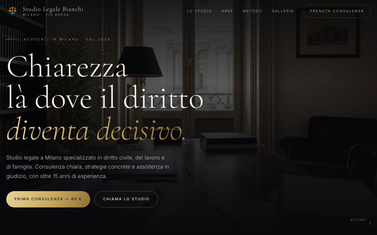 Sito vetrina Studio Legale Bianchi — Studio legale · Milano, creato con SitoMat