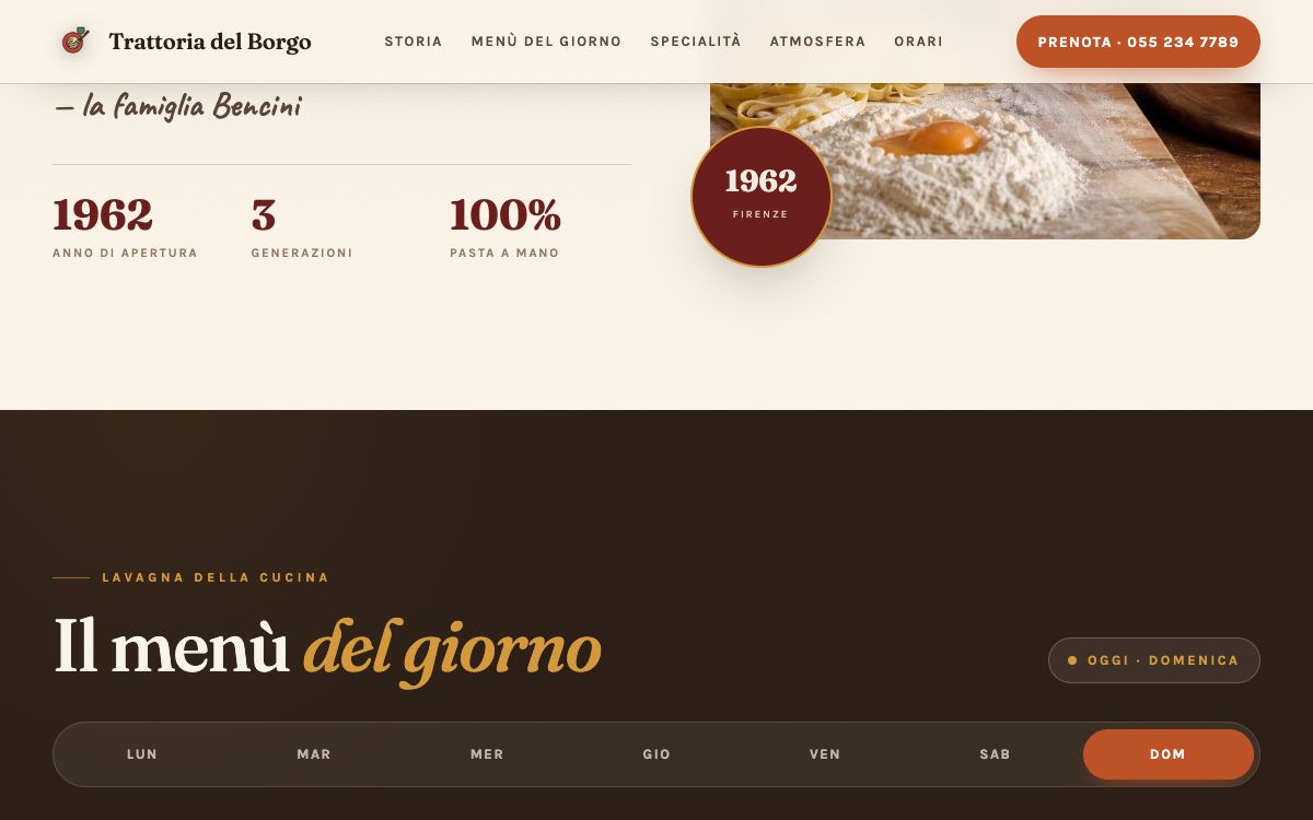 Sito vetrina Trattoria del Borgo — Ristorante · Firenze, creato con SitoMat